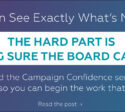 Graphic with the text: You Can See Exactly What's Missing. The Hard Part Is Making Sure the Board Can Too. Campaign Confidence series wrap post by AdvanceU 1st Consultants.